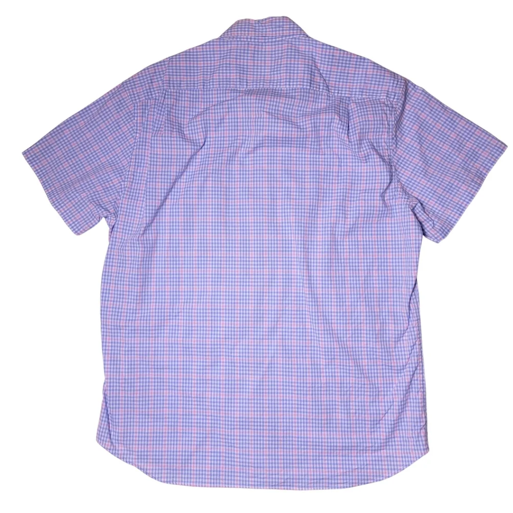 J. Crew Blue & Pink Gingham Short Sleeve Button-Down Shirt L​